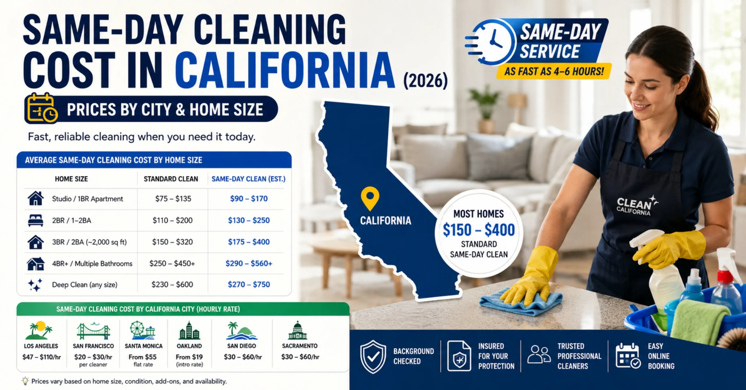 Ultimate Same-Day Cleaning Cost in California Guide (2026)