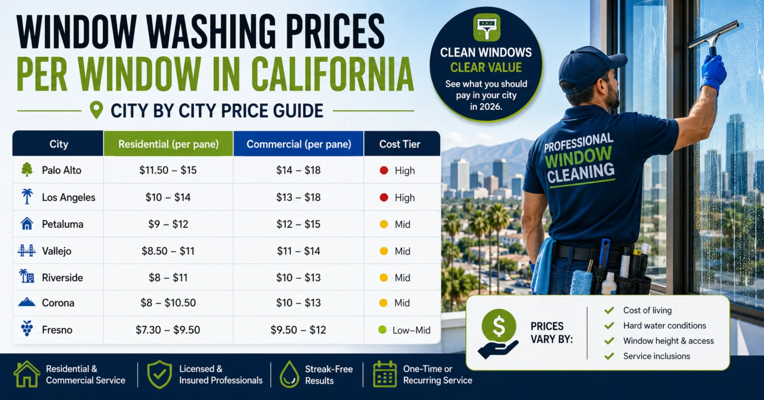 Window Washing Prices Per Window in California